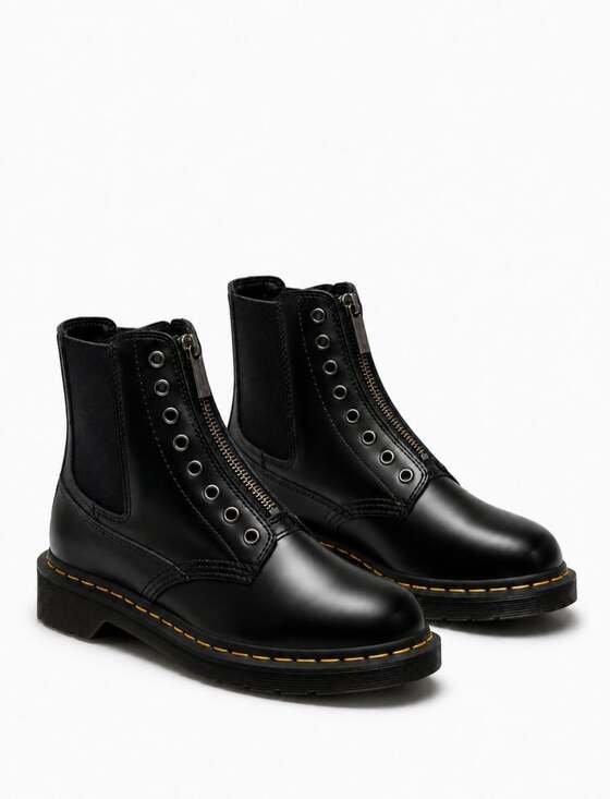 Dr. Martens Shoes - Dr. Martens 1460 Gusset Polished Smooth Zip Chelsea Boots Black Women 7